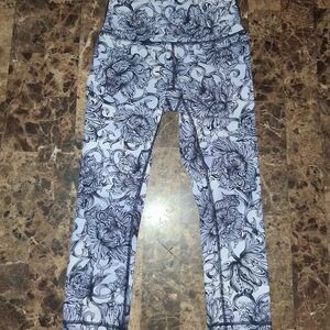lululemon athletica Black and White Floral Leggings